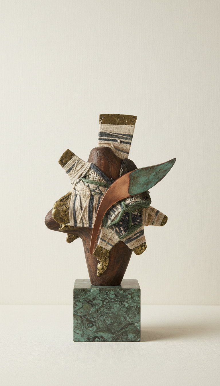 Limited Edition Mixed Media Sculpture on Verdigris Marble Plinth