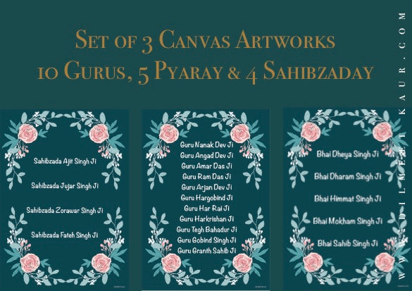 Set of 3 artworks blue