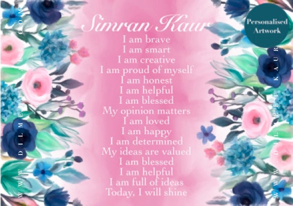 Personalised Girls confidence Affirmations